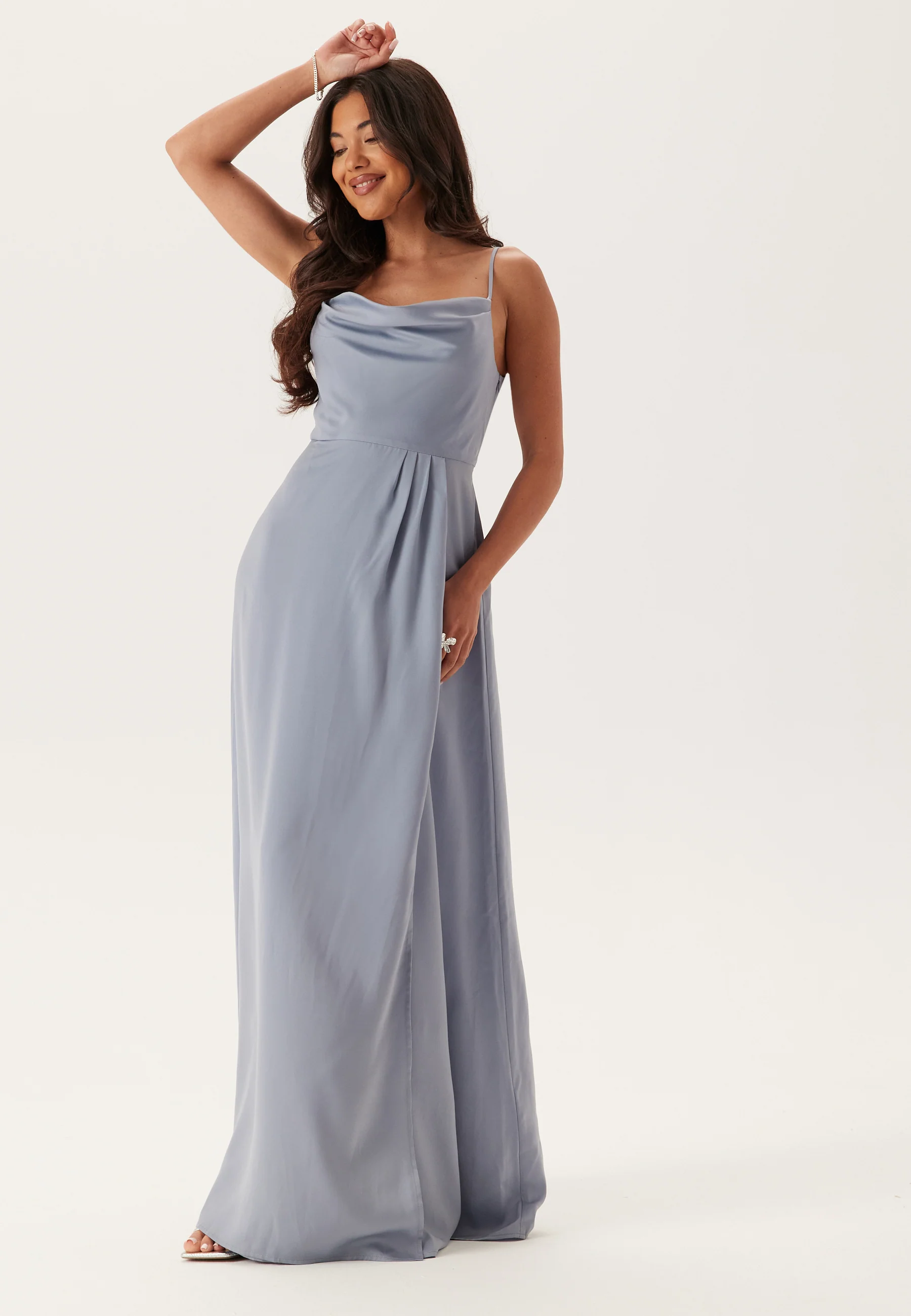 Waterfall Slit Satin Gown - Image 3