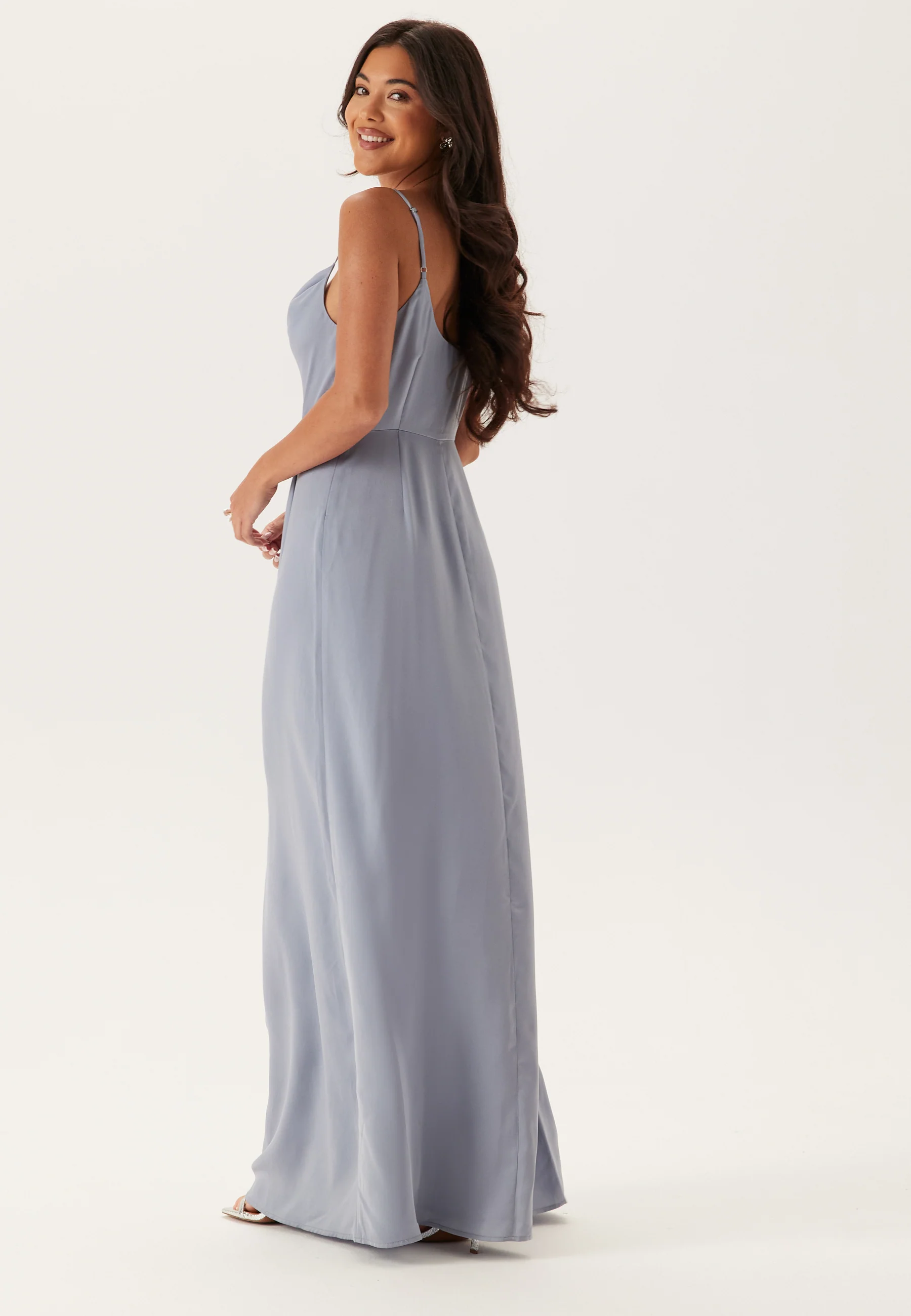 Waterfall Slit Satin Gown - Image 4