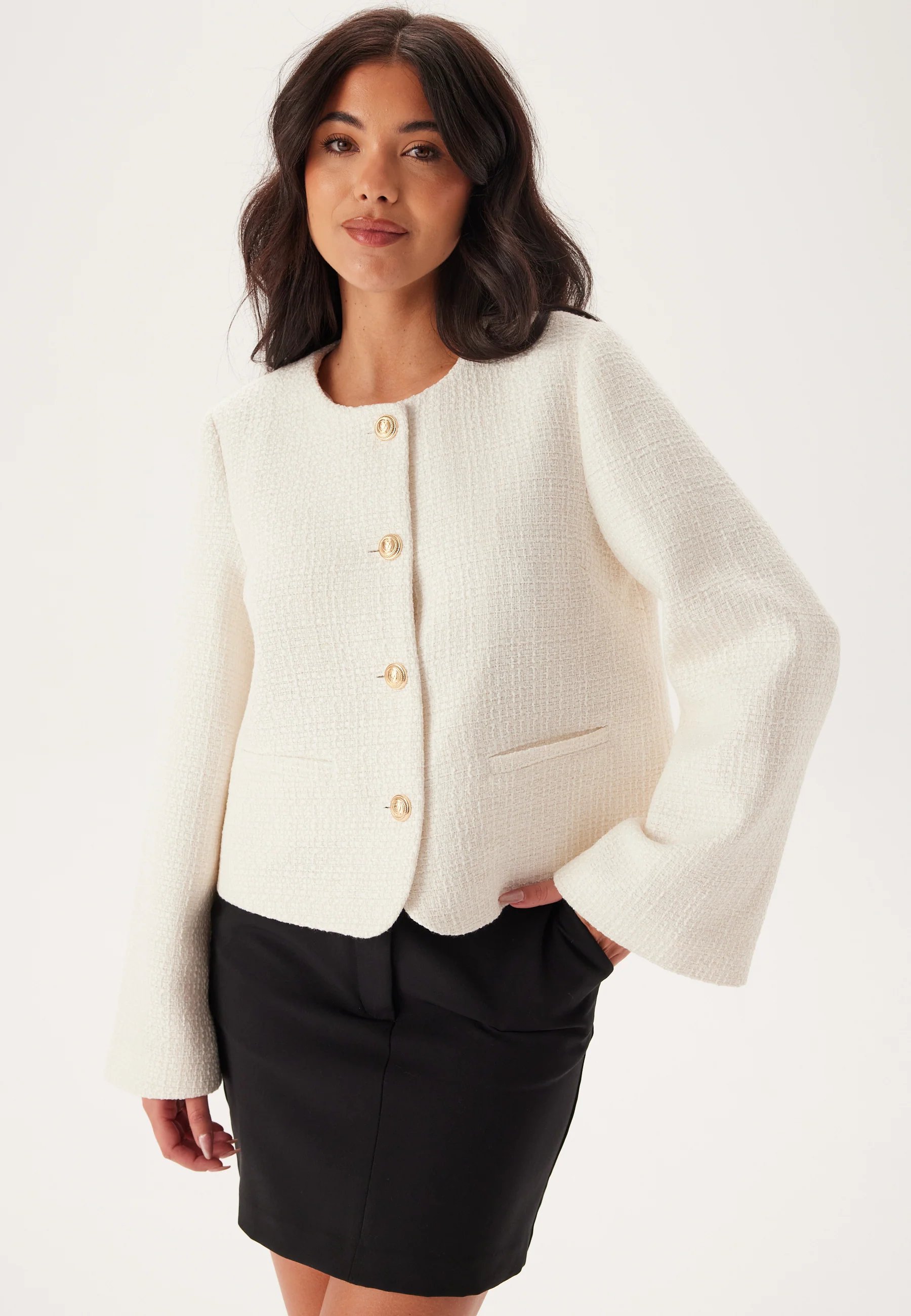 Wide Sleeve Bouclé Jacket - Image 2