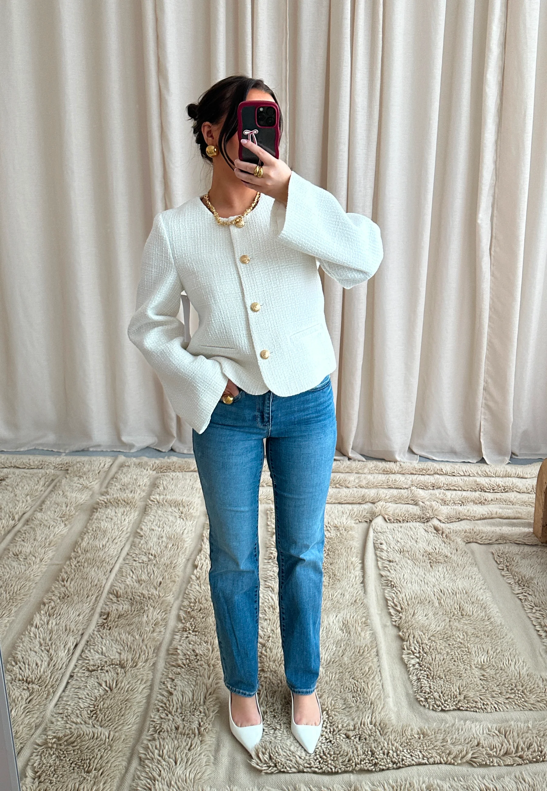 Wide Sleeve Bouclé Jacket - Image 7