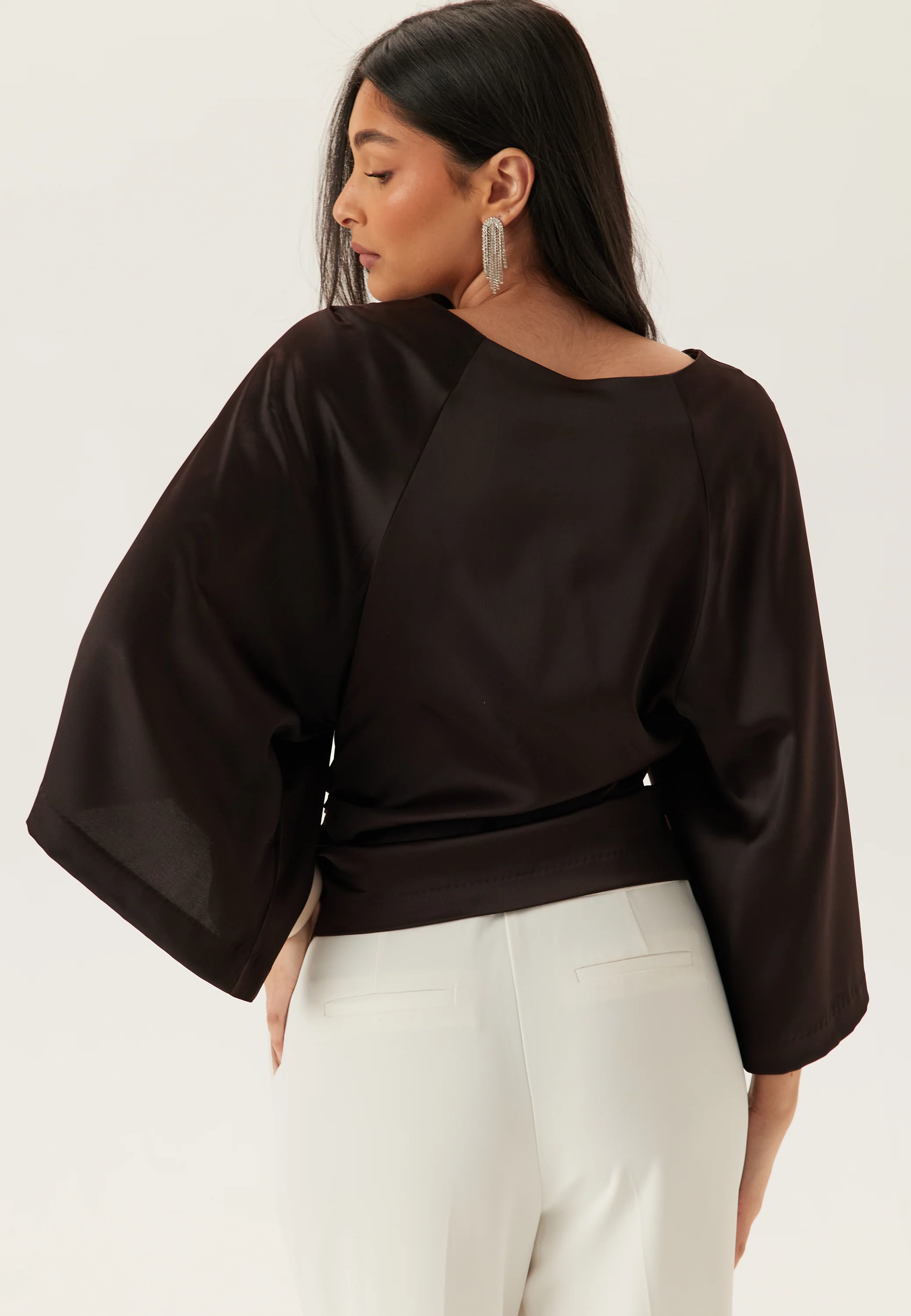 Wide Sleeve Satin Blouse - Image 3
