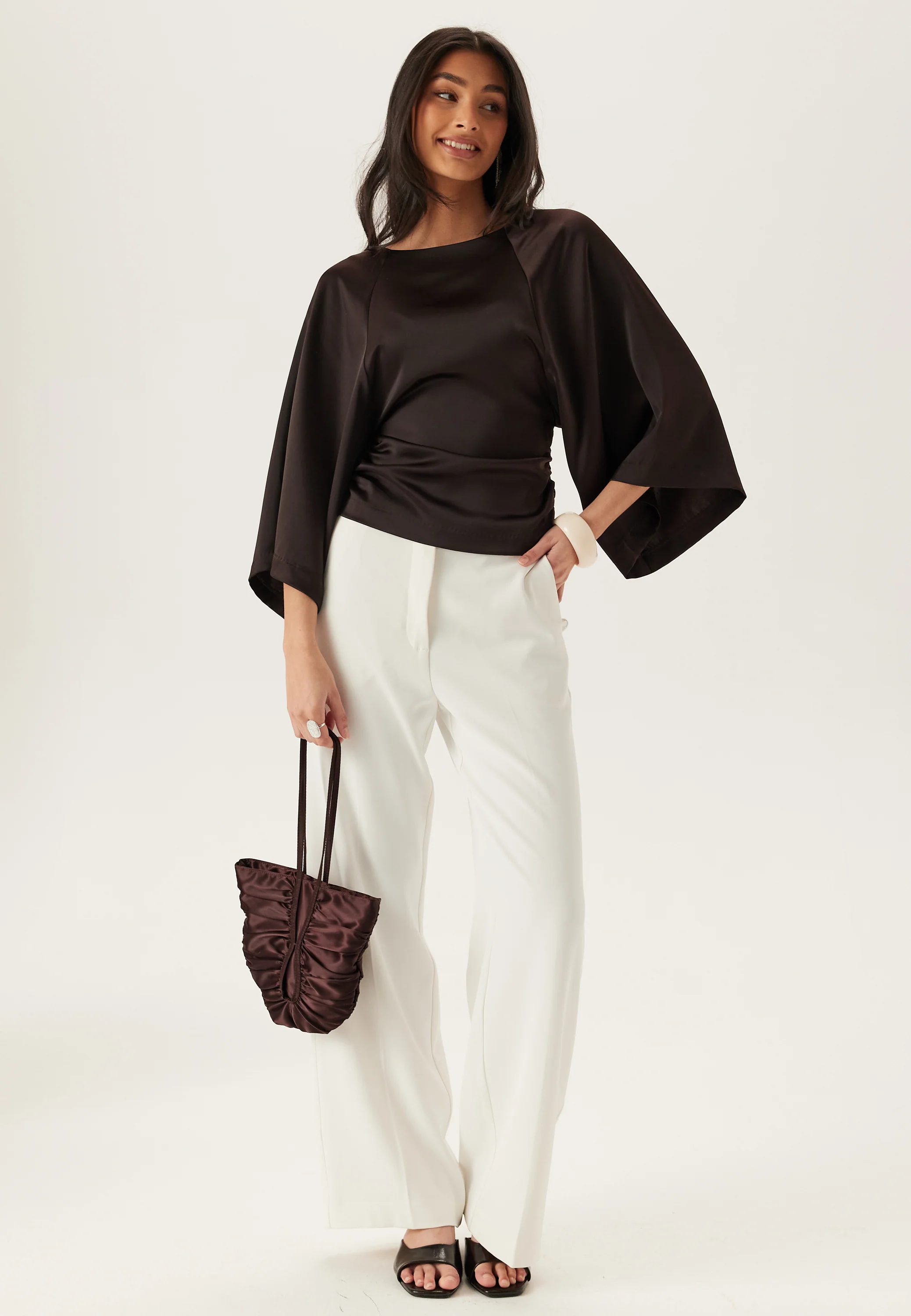 Wide Sleeve Satin Blouse - Image 5