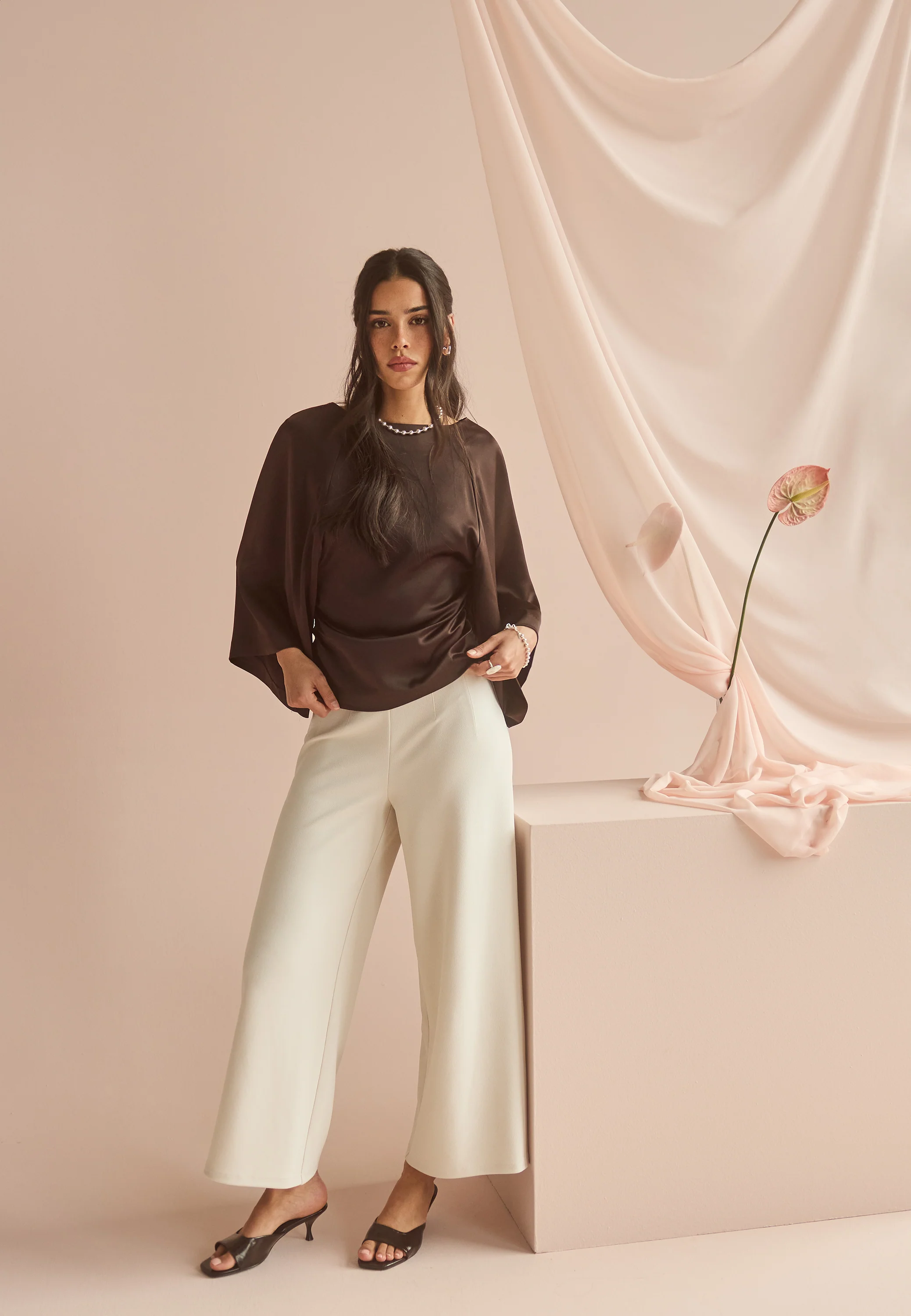 Wide Sleeve Satin Blouse - Image 7