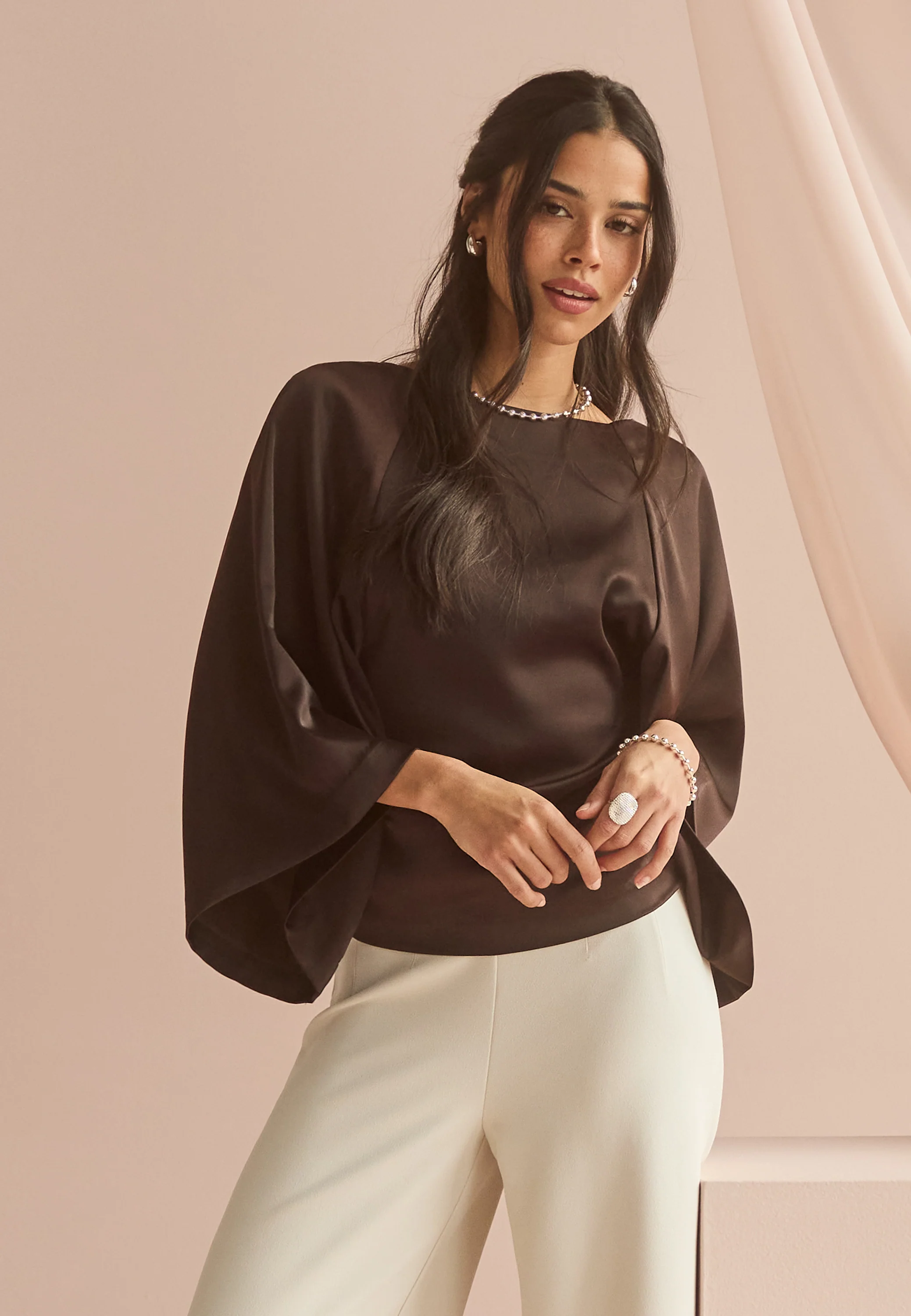 Wide Sleeve Satin Blouse - Image 8