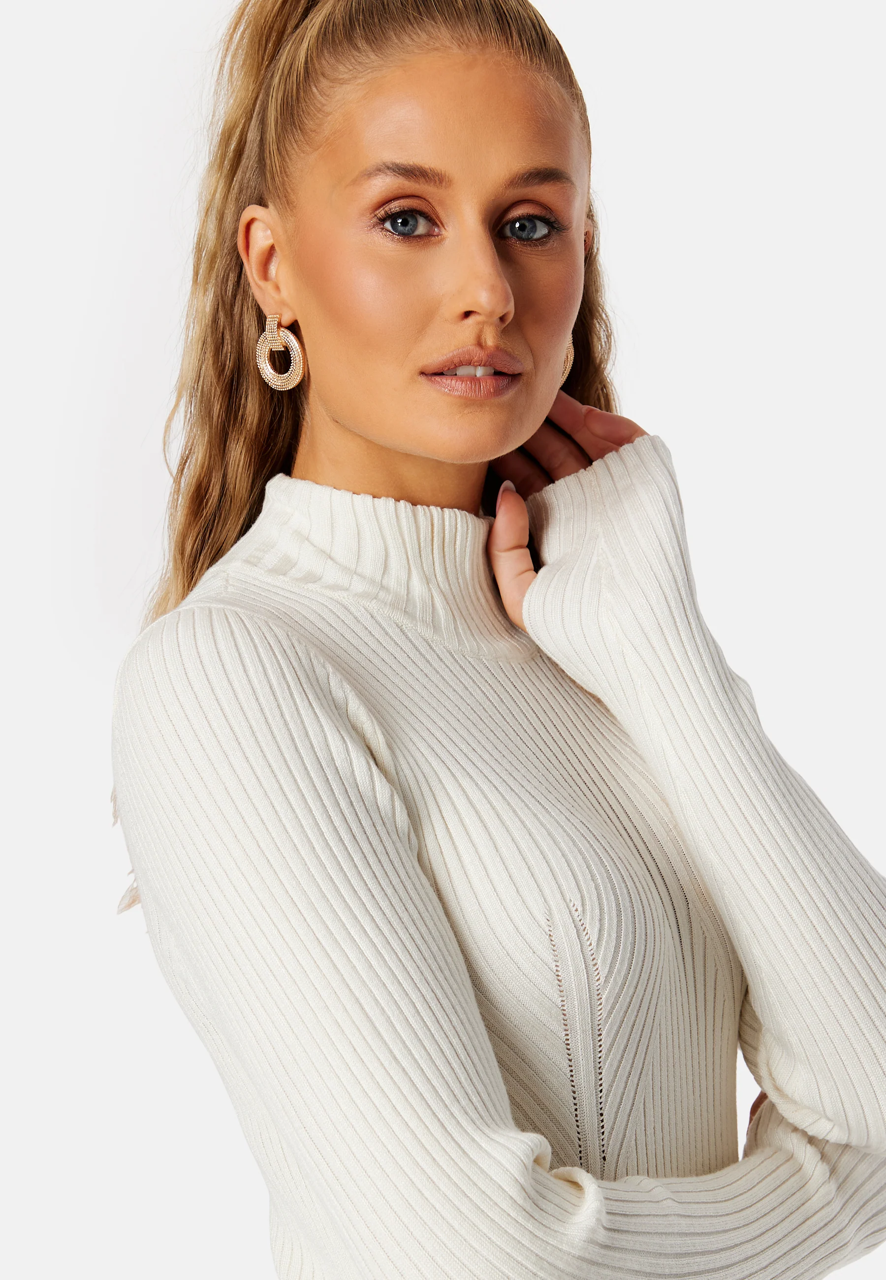 Willow High-Neck Rib Long Blous - Image 4