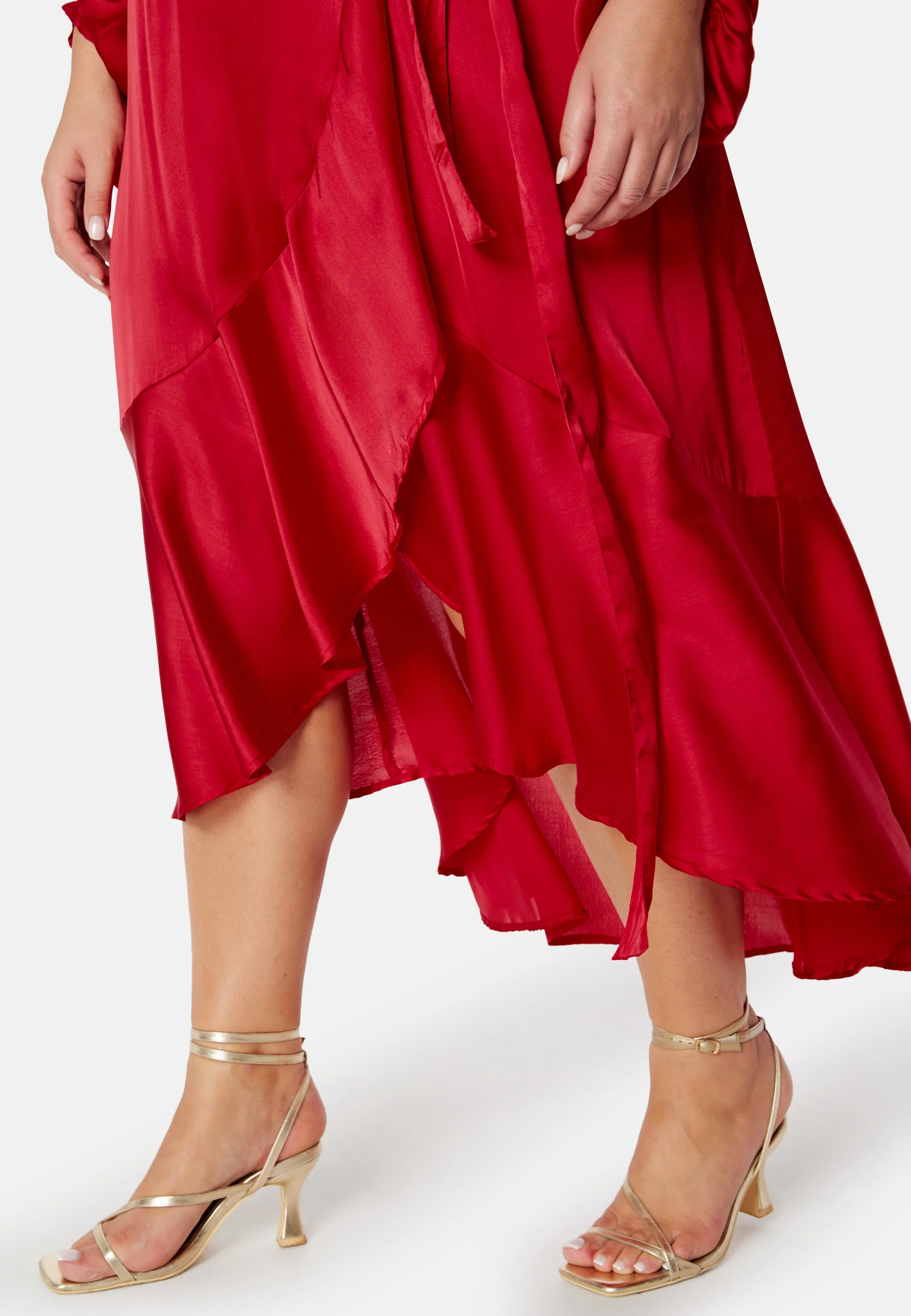 Wrap Frill L/S Satin Dress - Image 3