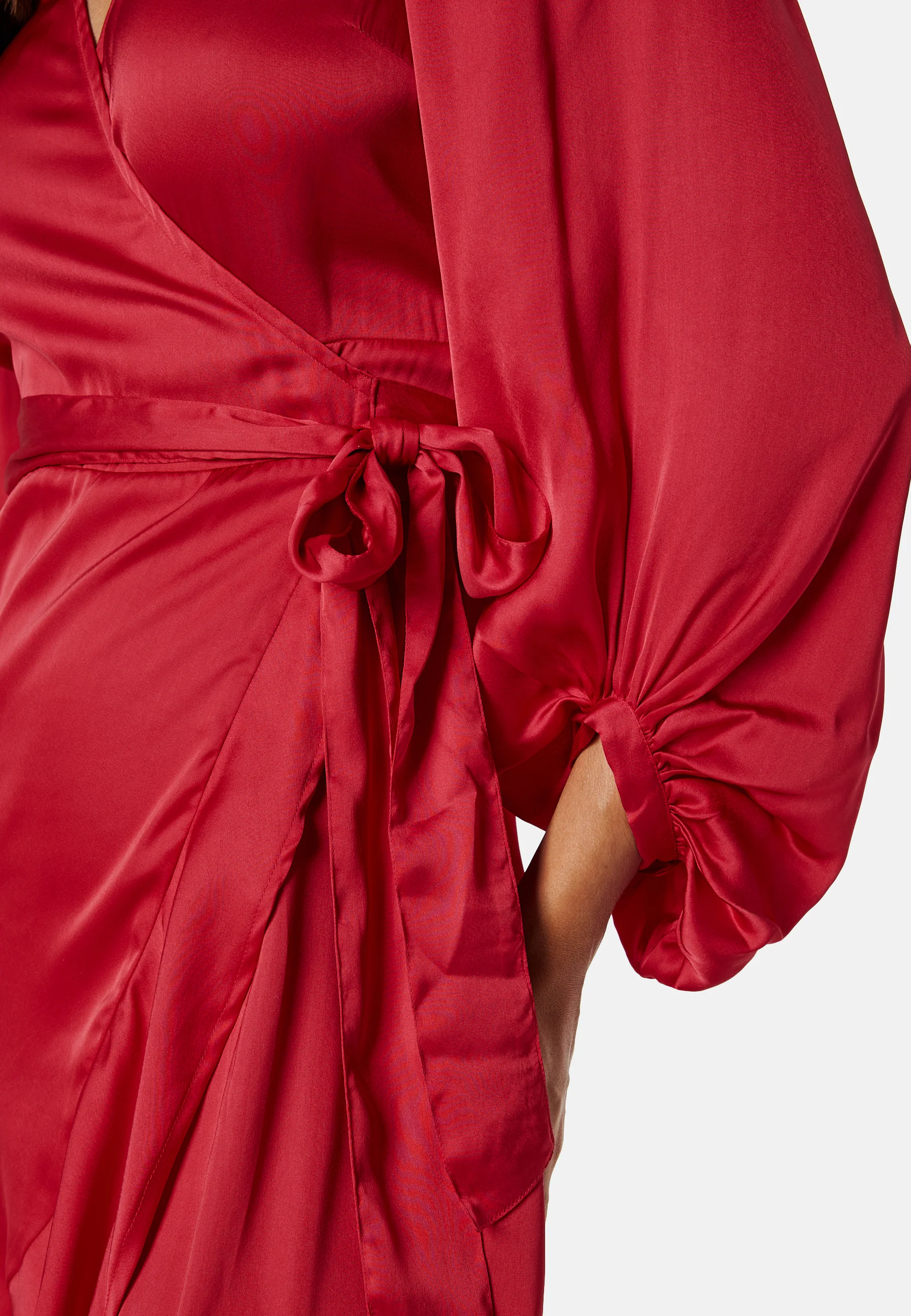 Wrap Frill L/S Satin Dress - Image 7