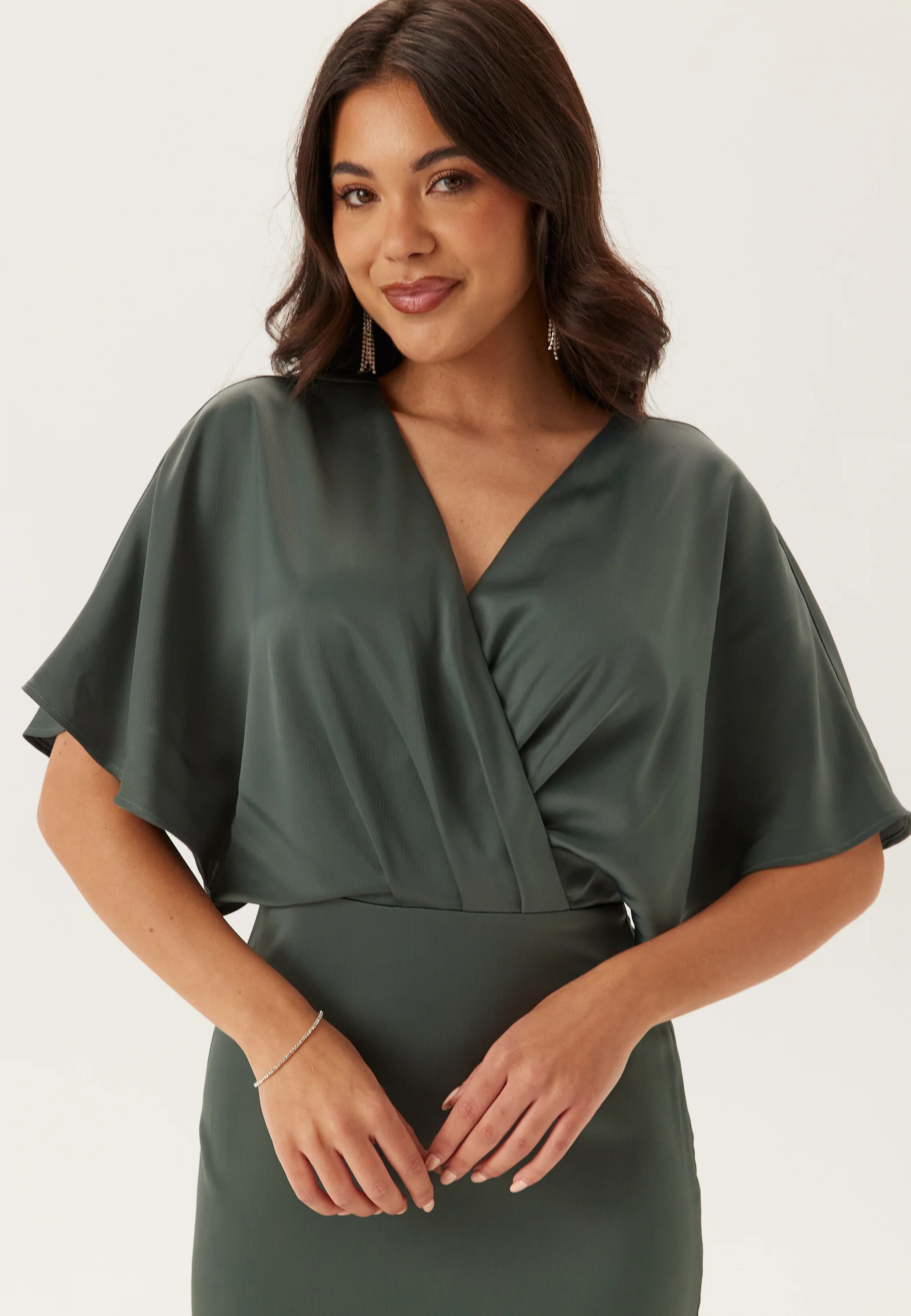 Wrap Satin Ankle Dress - Image 3