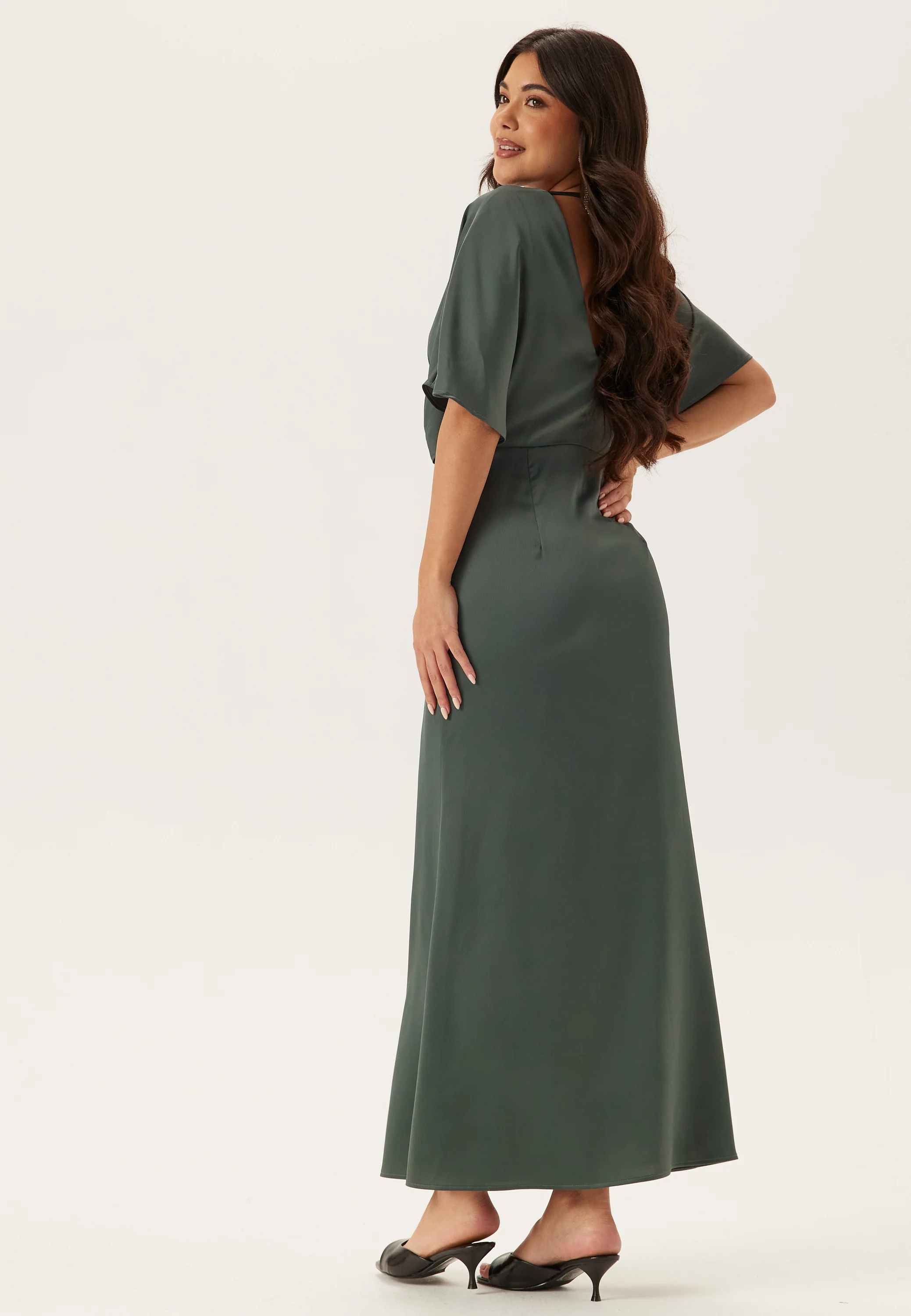 Wrap Satin Ankle Dress - Image 4