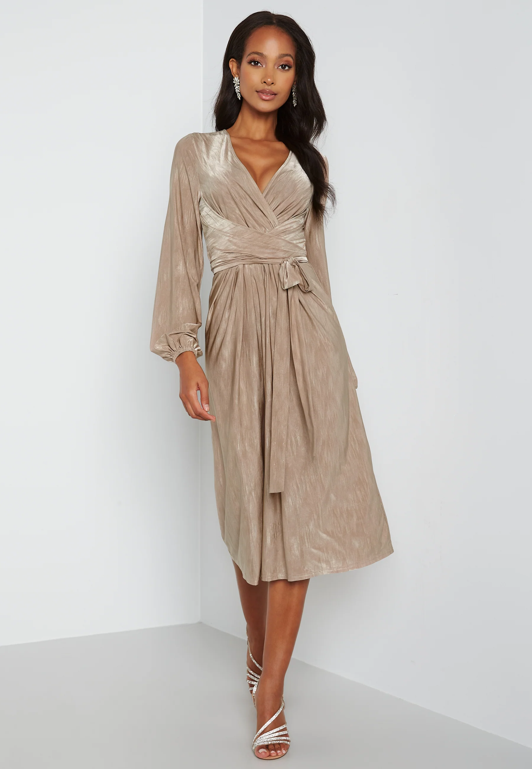 Wrap Tie Midi Dress