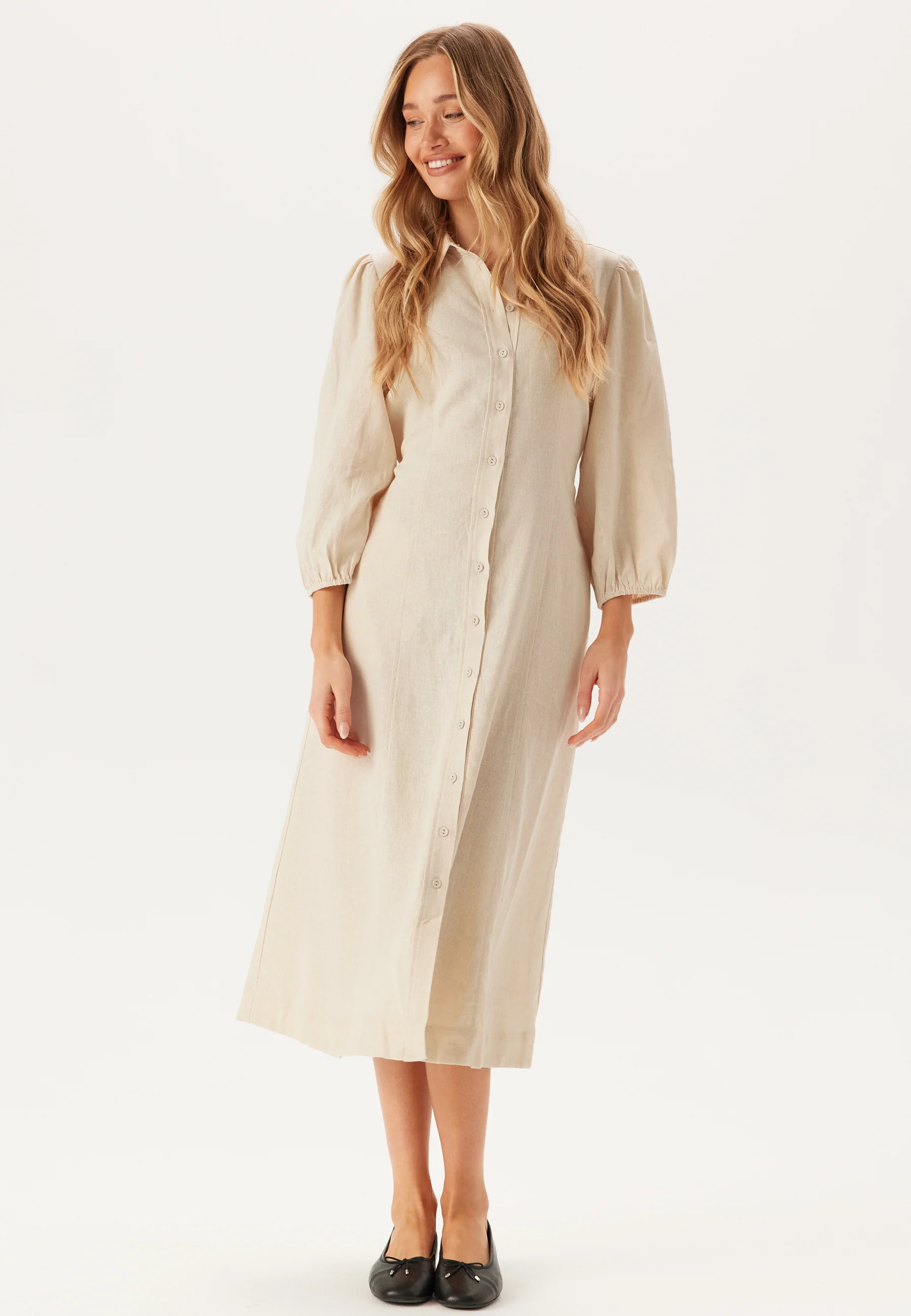 Yasflaxy 3/4 LINEN SHIRT DRESS - Image 4